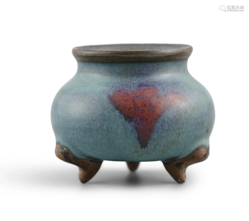 A PURPLE-SPLASHED JUNYAO STONEWARE CENSER OR INCENSE BURNER ...