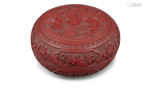 A LARGE CINNABAR LACQUER ‘FÚ LÙ SHÒU - 福祿壽’ ROUND