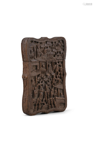 A FINELY CARVED BOXWOOD CARD HOLDER CHINA, CANTON / GUANGZHO...