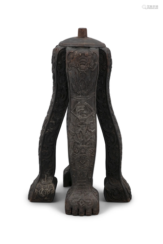 § A POSSIBLY HONGMU HEAVY FOUR-LEGGED STAND OR TABLE BASE CH...