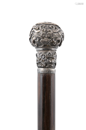 A SILVER HILTED ‘DRAGON’ WALK STICK VIETNAM, CIRCA 1900-1920...