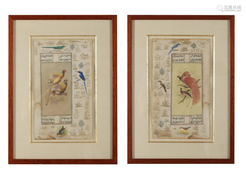 A SUITE OF TWO (2) PAGES OF ALBUM DEPICTING BIRDS MIDDLE EAS...