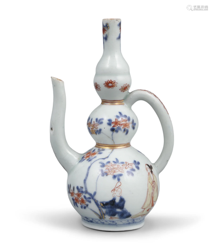 A POSSIBLY KAKIEMON PORCELAIN EWER OF CALABASH / DOUBLE GOUR...