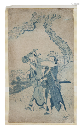 Katsushika Hokusai 葛飾北斎 (Japan, 1760-1849) Two samurai w...