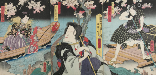 Utagawa Kunihisa II (JAPAN, 1832-1891) Sumidagawa boat trip ...