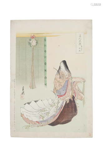 Ogata Gekkō尾形月耕 (JAPAN, 1859-1920) ‘Kusudama no biwa’