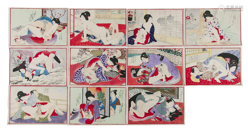 JAPANESE SCHOOL (JAPAN, ACTIVE CIRCA 1900) Shunga / erotic s...