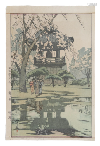 Yoshida Hiroshi 吉田博 (JAPAN, 1876-1950) In a Temple yard O...