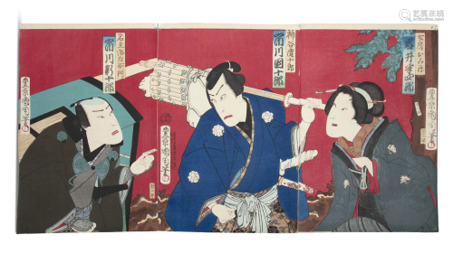TOYOHARA KUNICHIKA 豊原 国周 (JAPAN, 1835-1900) Three Kabuki...
