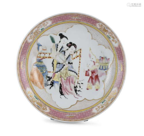 A FAMILLE ROSE CHINESE EXPORT PORCELAIN ‘LADIES AND BOY’ OGE...