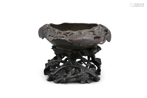 A SOAPSTONE CARVING OF A LOTUS POND CHINA, LATE QING DYNASTY...