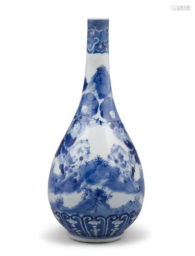 A BLUE AND WHITE ‘THREE KINGDOMS NOVEL’ PORCELAIN PEAR-SHAPE...