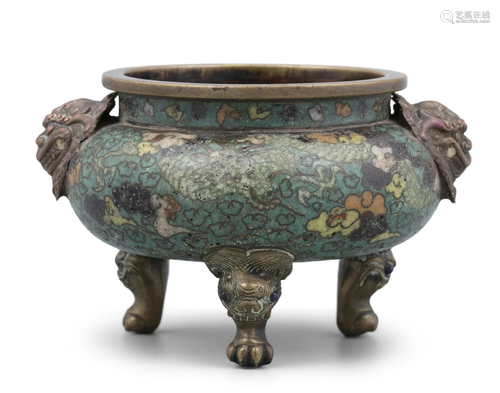 A MING STYLE CLOISONNÉ ‘DRAGON’ INCENSE BURNER CHINA, LATE Q...