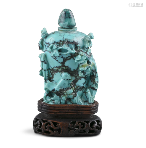 A TURQUOISE MATRIX ‘XIWANGMU - 瑤池金母’ SNUFF BOTTLE CHINA,