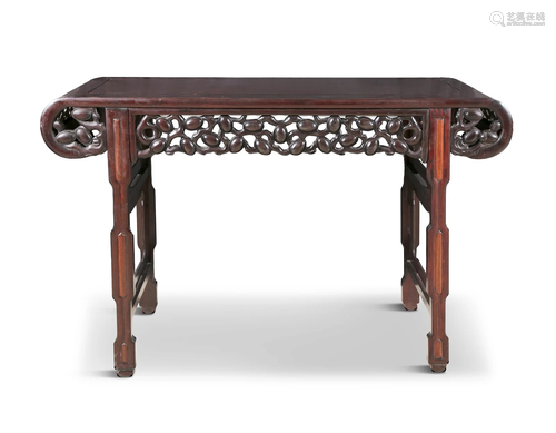 A WOODEN ‘GRAPE VINES’ ALTAR TABLE CHINA, 20TH CENTURY Of re...