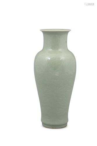 A CELADON PORCELAIN VASE OF PHOENIX TAIL SHAPE, FENGWEIZUN A...