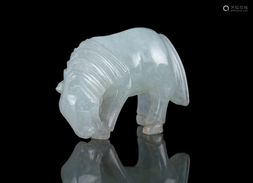 A JADEITE CARVING OF A HORSE STANDING FOUR SQUARES CHINA, 20...