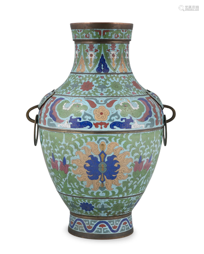 A LARGE CLOISONNE VESSEL OF ARCHAISTIC HU SHAPE CHINA, 20TH ...