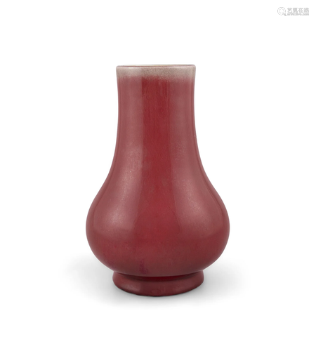 *A FLAMBE / OXBLOOD GLAZED PORCELAIN BALUSTER VASE CHINA, MO...