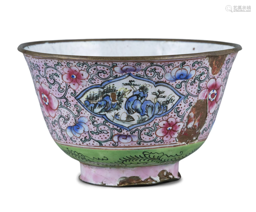 A PHÁP LAM - HUẾ ENAMELS ‘RIVERSHORE LANDSCAPE’ BOWL POSSIBL...