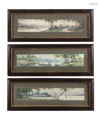 JAPANESE SCHOOL (JAPAN, ACTIVE MEIJI PERIOD) Three views of ...