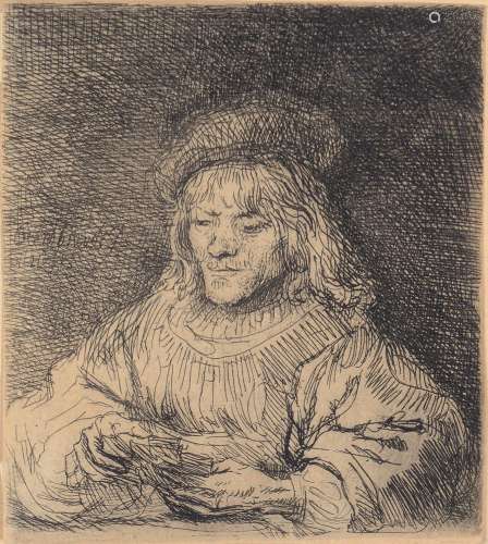 « Le joueur de carte » 1641, eau forte sur papier vergé, sig...