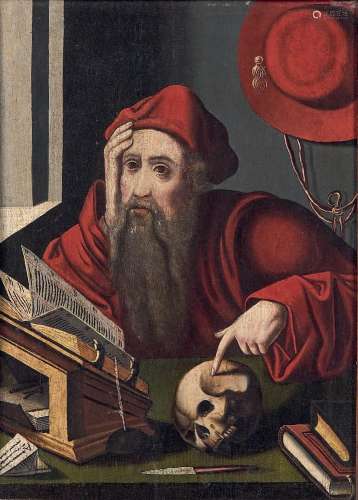 Saint Jerome dans son cabinetPanneau parqueté.38 x 30 cmRepr...