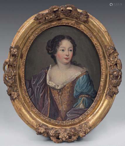 Portrait de jeune femmeToile ovale.40 x 33 cm
