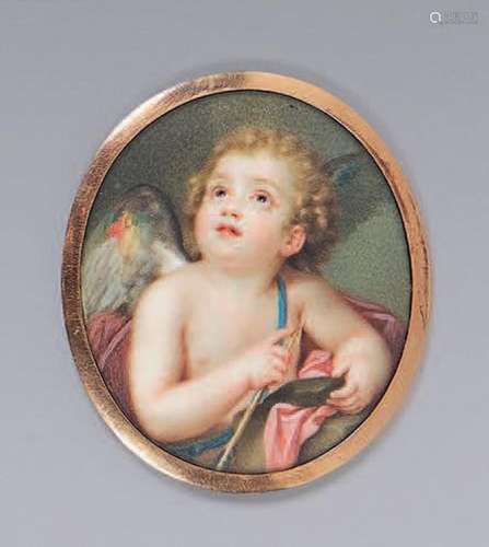 Portrait miniature ovale de Cupidon, d'après l'oeuvr...