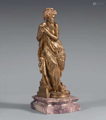Statuette en bronze ciselé et doré représentant une allégori...