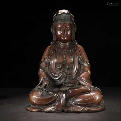 OLD TIBETAN RED COPPER GUANYIN