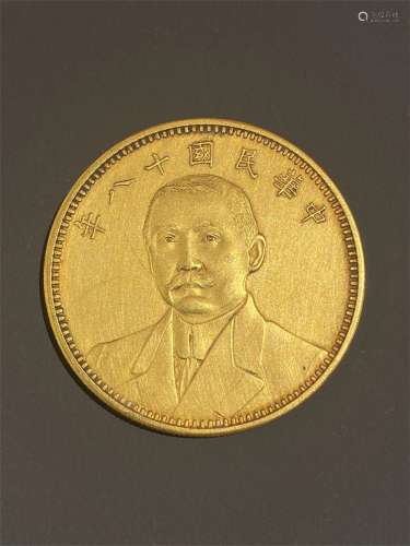 PURE GOLD COIN,18THYEAR OF THE REPUBLIC OF CHINA