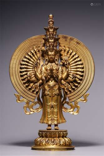 IN THE QING DYNASTY, THE BRONZE GILDED THOUSAND HANDED AVALO...