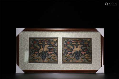 A SET OF SILK TAPESTRY FOR CIVIL SERVANTS IN THE QING DYNAST...