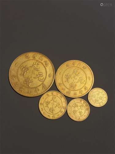 A SET OF PURE GOLD COINS OF HUBEI GUANGXU YUANBAO