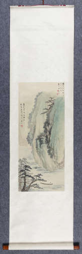 陈青野(b.1921)　2008年作 春山泛舟 设色纸本　立轴