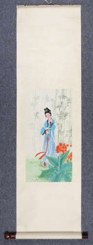 赵秀焕(b.1946)　仕女图 设色纸本　立轴
