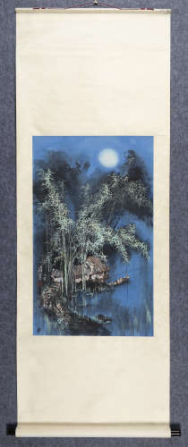王维宝(b.1942)　1986年作 夜色 设色纸本　立轴