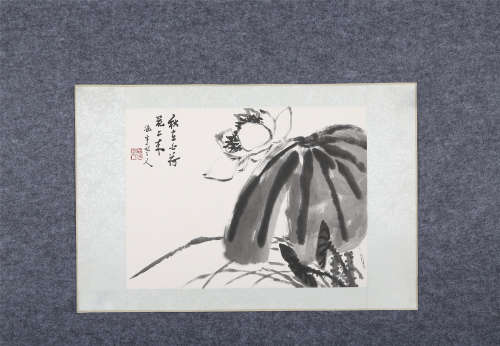 何涵宇(b.1910)　秋在玉荷花上来 水墨纸本　镜心