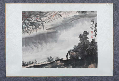 王印杰(b.1942)　村居图 设色纸本　镜心