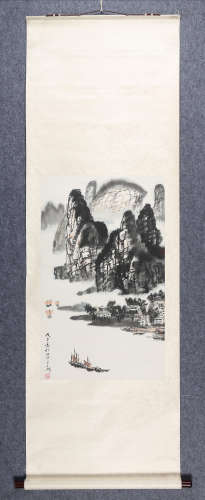 宇文洲(b.1940)　1978年作 江村新貌 设色纸本　立轴