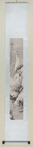 俞飞庵(1912-2000)　1946年作 寒山积雪 设色纸本　立轴