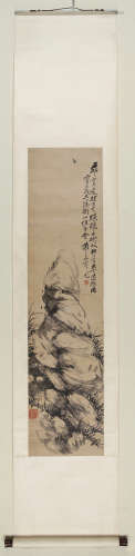 周少白(1806-1876)　莽石图 水墨纸本　立轴