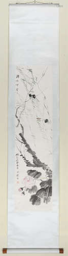 丁健行(1893-?)　灞岸蝉声 设色纸本　立轴