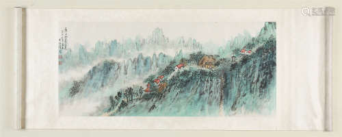 林妹殊(1904-1984)　1973年作 华山北峰之景 设色纸本　横披