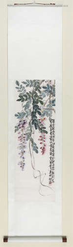 张劭溥(近代)　1943年作 紫藤 设色纸本　立轴