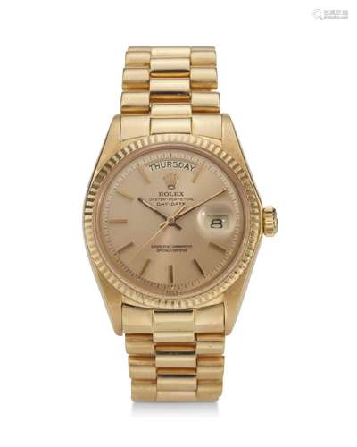 ROLEX, REF. 1803, DAY DATE, AN 18K PINK GOLD BRACELET WRISTW...