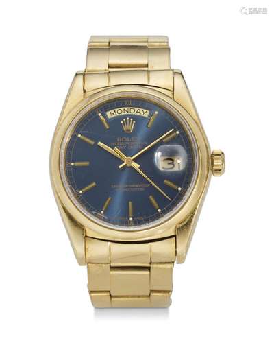 ROLEX, REF. 18038, DAY DATE, A FINE 18K YELLOW GOLD WRISTWAT...