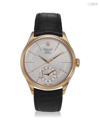 ROLEX, REF. 50525, CELLINI, AN 18K ROSE GOLD DUAL TIME WRIST...