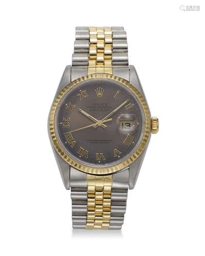 ROLEX, REF. 16233, DATEJUST, AN 18K YELLOW GOLD AND STEEL WR...